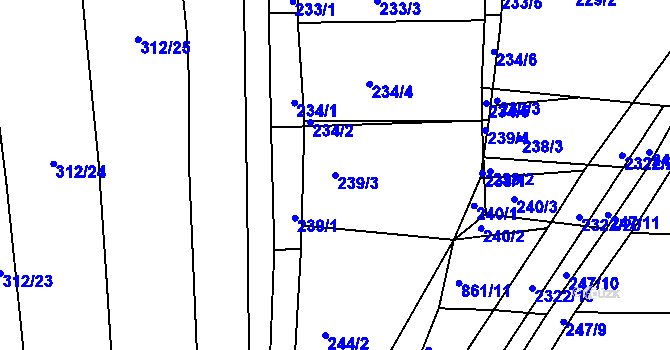 Parcela st. 239/3 v KÚ Morkůvky, Katastrální mapa