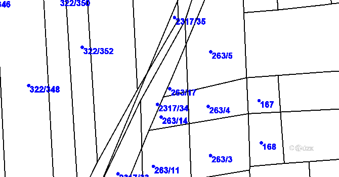 Parcela st. 263/17 v KÚ Morkůvky, Katastrální mapa
