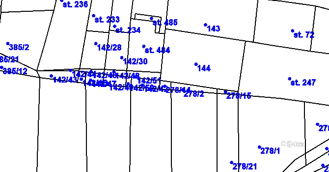 Parcela st. 278/14 v KÚ Morkůvky, Katastrální mapa