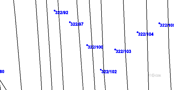 Parcela st. 322/100 v KÚ Morkůvky, Katastrální mapa
