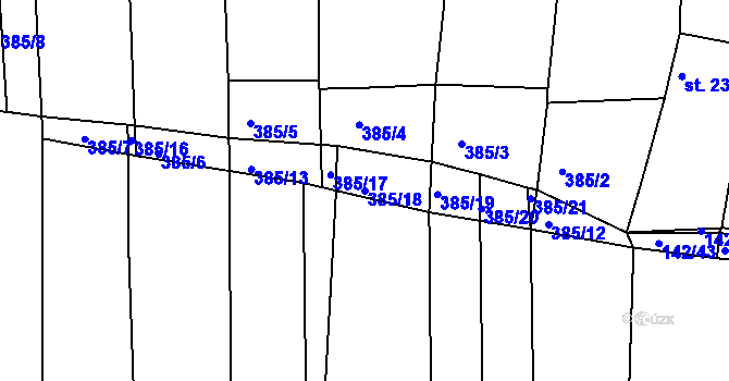 Parcela st. 385/18 v KÚ Morkůvky, Katastrální mapa