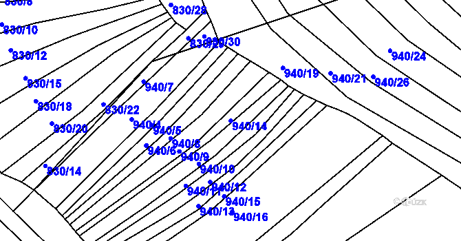 Parcela st. 940/14 v KÚ Morkůvky, Katastrální mapa