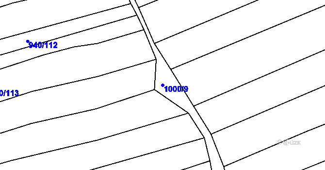 Parcela st. 1000/9 v KÚ Morkůvky, Katastrální mapa