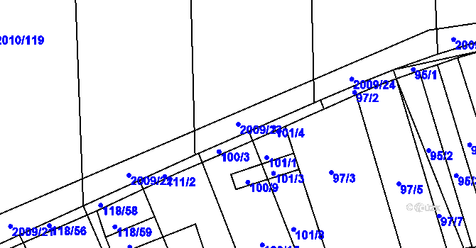 Parcela st. 2009/23 v KÚ Morkůvky, Katastrální mapa