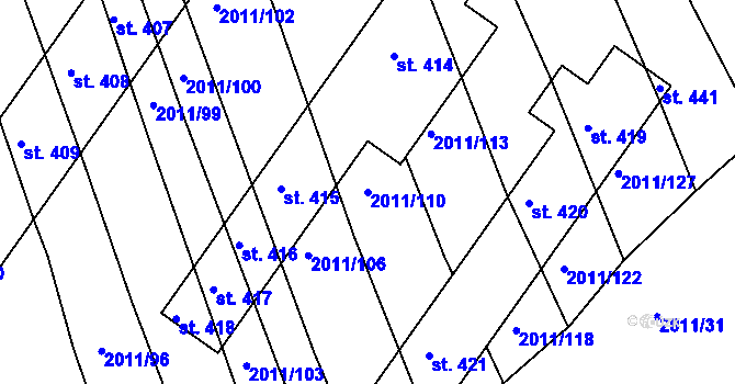 Parcela st. 2011/110 v KÚ Morkůvky, Katastrální mapa