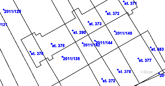 Parcela st. 2011/142 v KÚ Morkůvky, Katastrální mapa