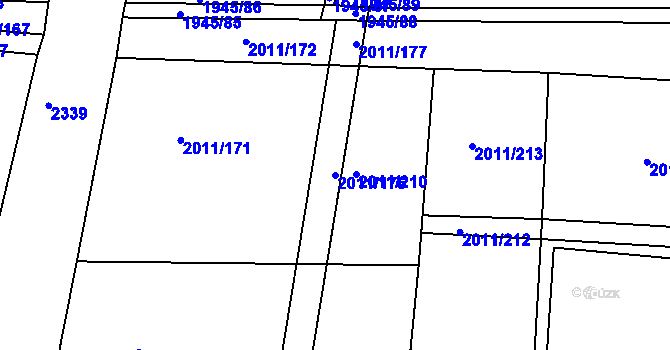Parcela st. 2011/176 v KÚ Morkůvky, Katastrální mapa