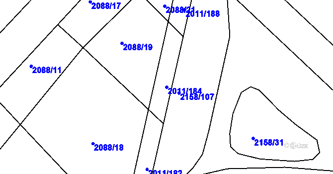 Parcela st. 2011/184 v KÚ Morkůvky, Katastrální mapa