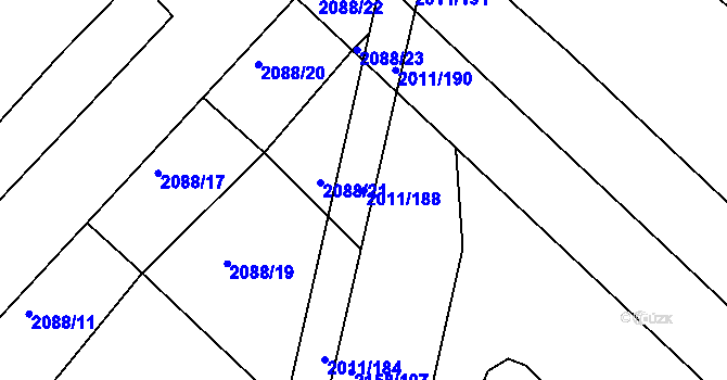 Parcela st. 2011/188 v KÚ Morkůvky, Katastrální mapa