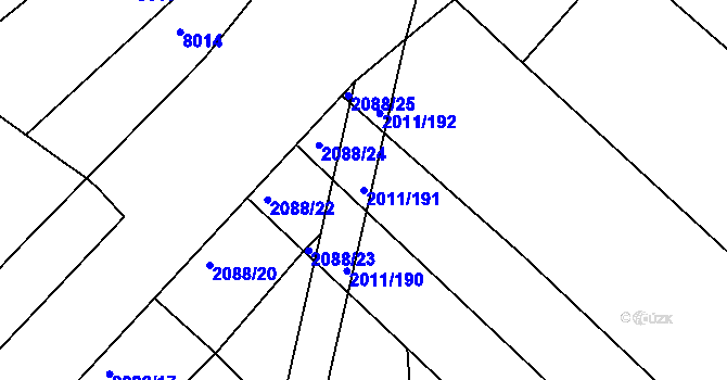 Parcela st. 2011/191 v KÚ Morkůvky, Katastrální mapa