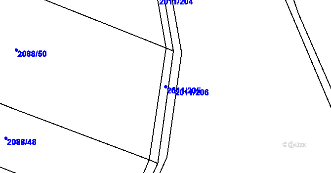 Parcela st. 2011/205 v KÚ Morkůvky, Katastrální mapa
