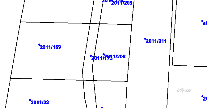 Parcela st. 2011/208 v KÚ Morkůvky, Katastrální mapa