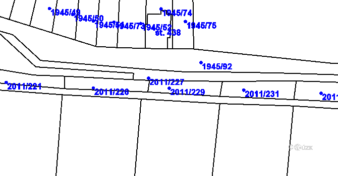 Parcela st. 2011/229 v KÚ Morkůvky, Katastrální mapa