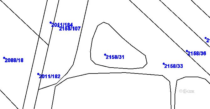 Parcela st. 2158/31 v KÚ Morkůvky, Katastrální mapa