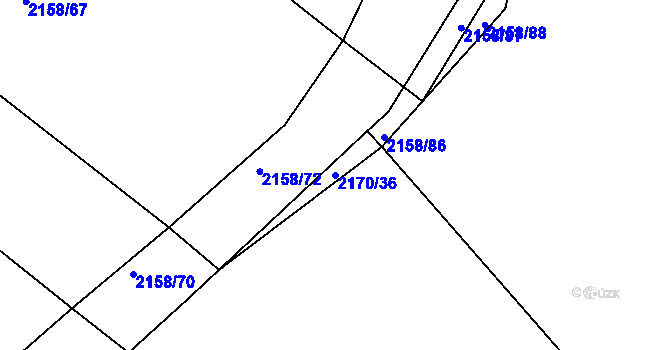 Parcela st. 2170/36 v KÚ Morkůvky, Katastrální mapa