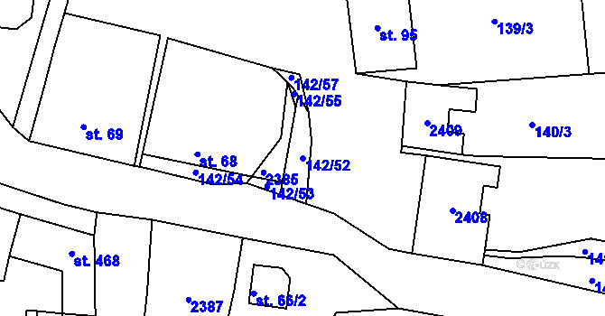 Parcela st. 142/52 v KÚ Morkůvky, Katastrální mapa
