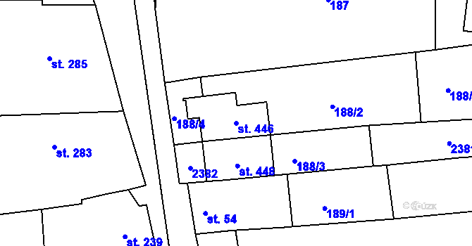 Parcela st. 446 v KÚ Morkůvky, Katastrální mapa