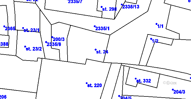 Parcela st. 24 v KÚ Morkůvky, Katastrální mapa