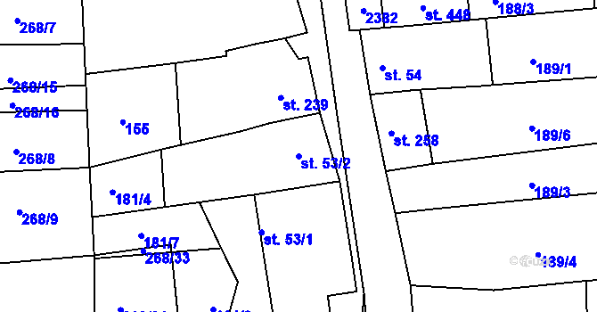 Parcela st. 53/2 v KÚ Morkůvky, Katastrální mapa