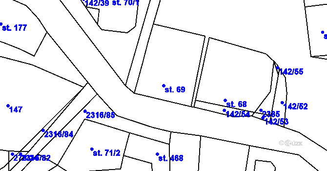 Parcela st. 69 v KÚ Morkůvky, Katastrální mapa
