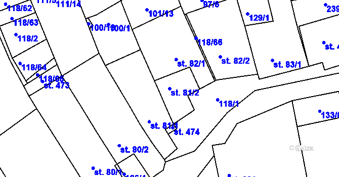 Parcela st. 81/2 v KÚ Morkůvky, Katastrální mapa