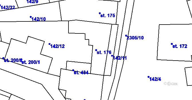 Parcela st. 176 v KÚ Morkůvky, Katastrální mapa