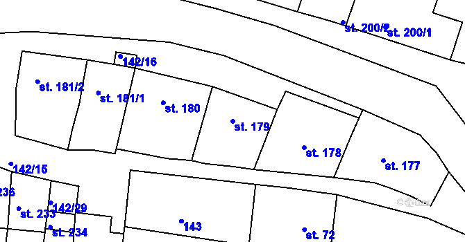 Parcela st. 179 v KÚ Morkůvky, Katastrální mapa