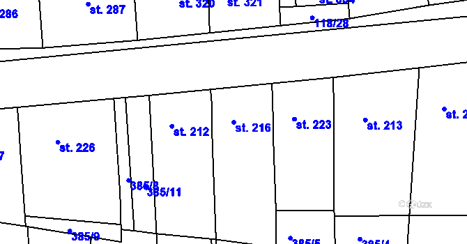 Parcela st. 216 v KÚ Morkůvky, Katastrální mapa
