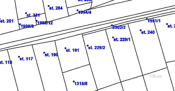 Parcela st. 229/2 v KÚ Morkůvky, Katastrální mapa