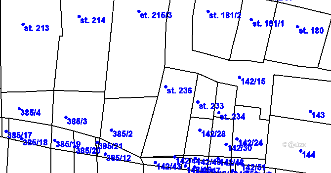 Parcela st. 236 v KÚ Morkůvky, Katastrální mapa