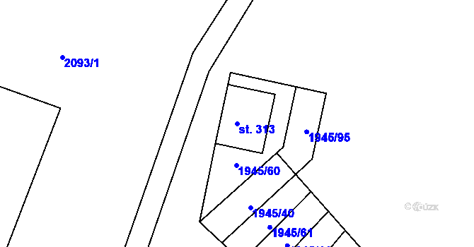 Parcela st. 313 v KÚ Morkůvky, Katastrální mapa