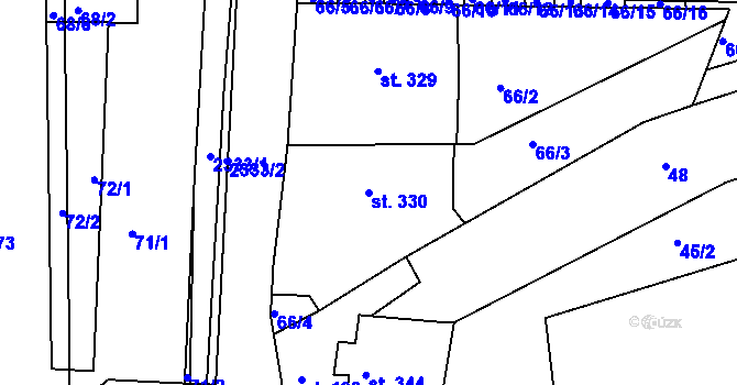 Parcela st. 330 v KÚ Morkůvky, Katastrální mapa