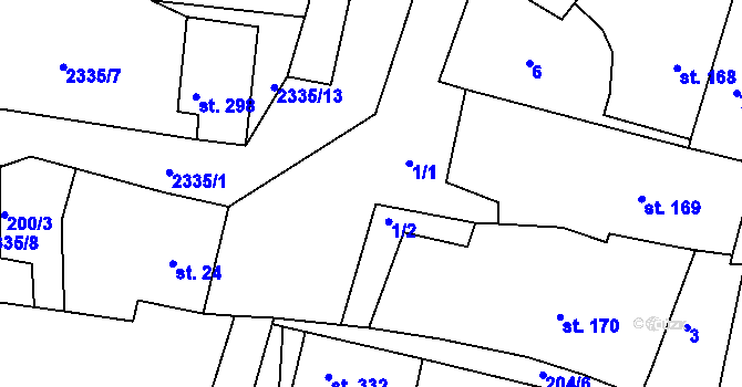 Parcela st. 1 v KÚ Morkůvky, Katastrální mapa