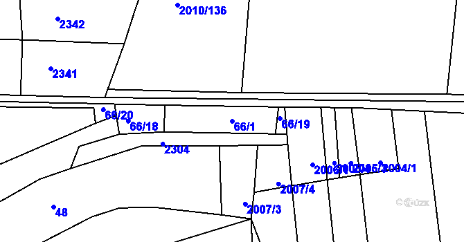 Parcela st. 66/1 v KÚ Morkůvky, Katastrální mapa
