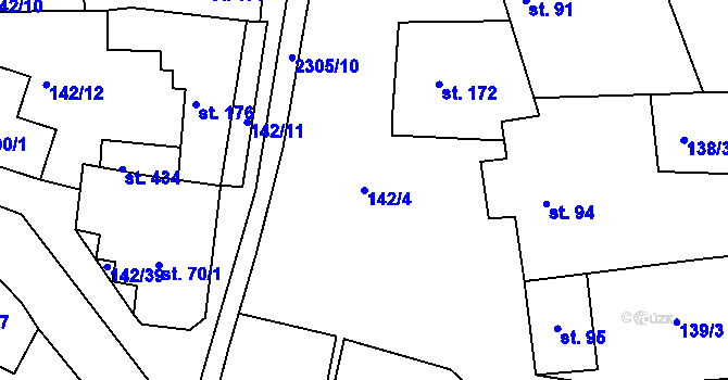 Parcela st. 142/4 v KÚ Morkůvky, Katastrální mapa