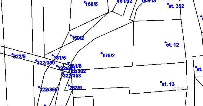 Parcela st. 176/2 v KÚ Morkůvky, Katastrální mapa