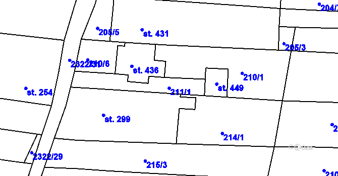 Parcela st. 211/1 v KÚ Morkůvky, Katastrální mapa