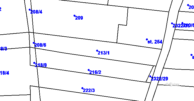 Parcela st. 213/1 v KÚ Morkůvky, Katastrální mapa