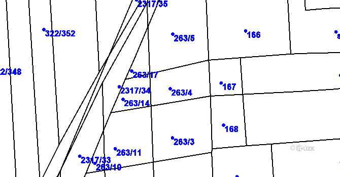 Parcela st. 263/4 v KÚ Morkůvky, Katastrální mapa