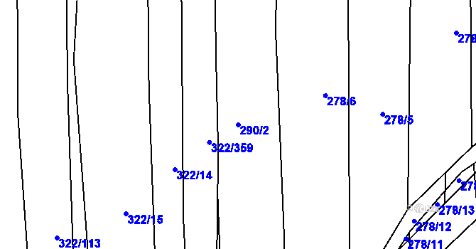 Parcela st. 290/2 v KÚ Morkůvky, Katastrální mapa