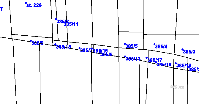 Parcela st. 385/6 v KÚ Morkůvky, Katastrální mapa