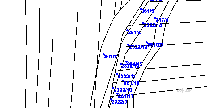 Parcela st. 861/2 v KÚ Morkůvky, Katastrální mapa