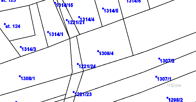 Parcela st. 1308/4 v KÚ Morkůvky, Katastrální mapa