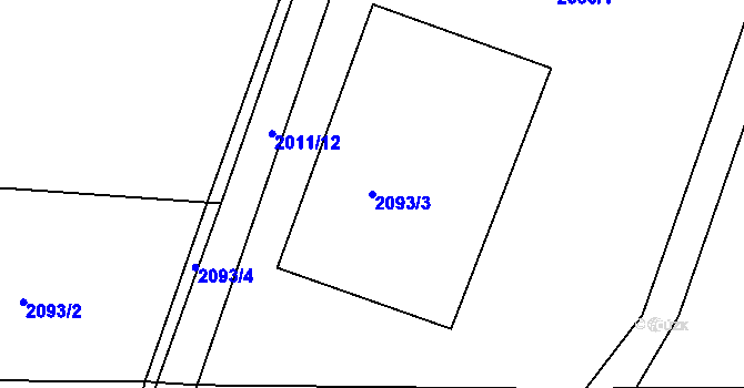 Parcela st. 2093/3 v KÚ Morkůvky, Katastrální mapa