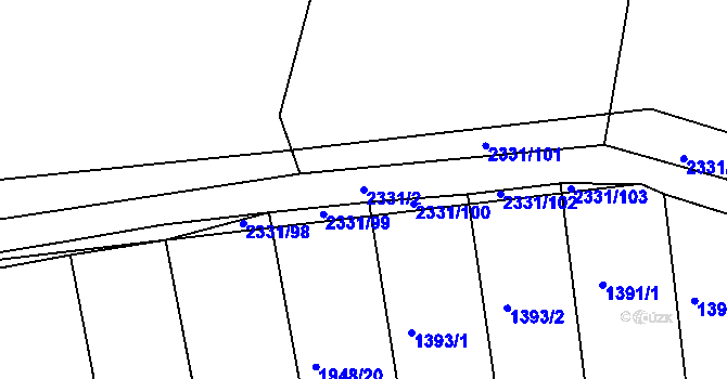 Parcela st. 2331/2 v KÚ Morkůvky, Katastrální mapa