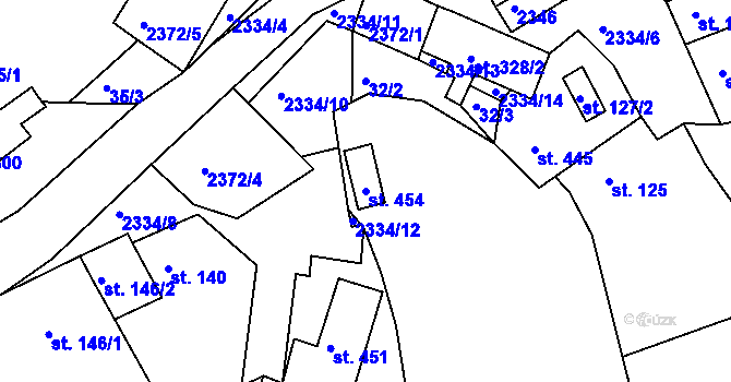 Parcela st. 454 v KÚ Morkůvky, Katastrální mapa