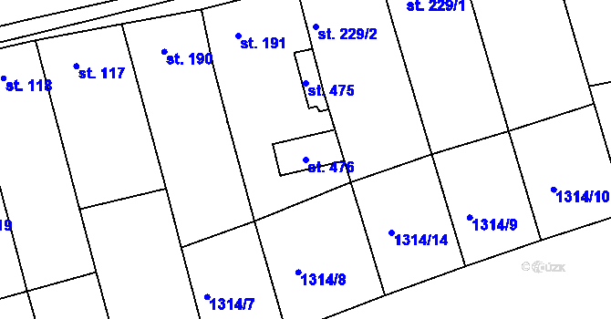 Parcela st. 476 v KÚ Morkůvky, Katastrální mapa