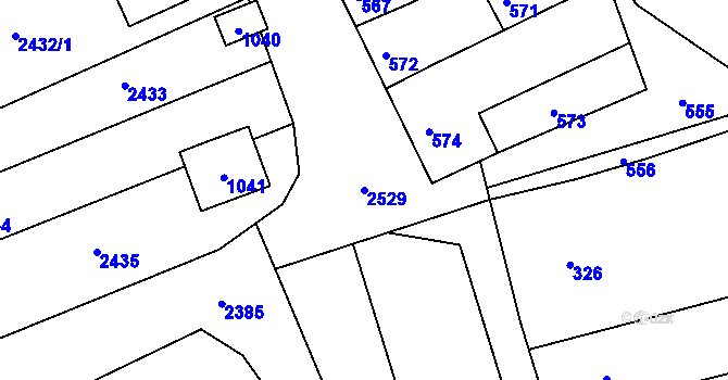 Parcela st. 2529 v KÚ Mořice, Katastrální mapa