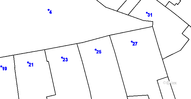 Parcela st. 25 v KÚ Mořice, Katastrální mapa