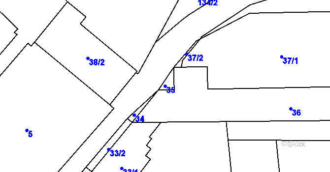 Parcela st. 35 v KÚ Mořice, Katastrální mapa